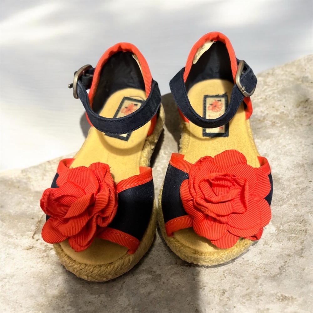 Janie and Jack Navy and Red Sandals